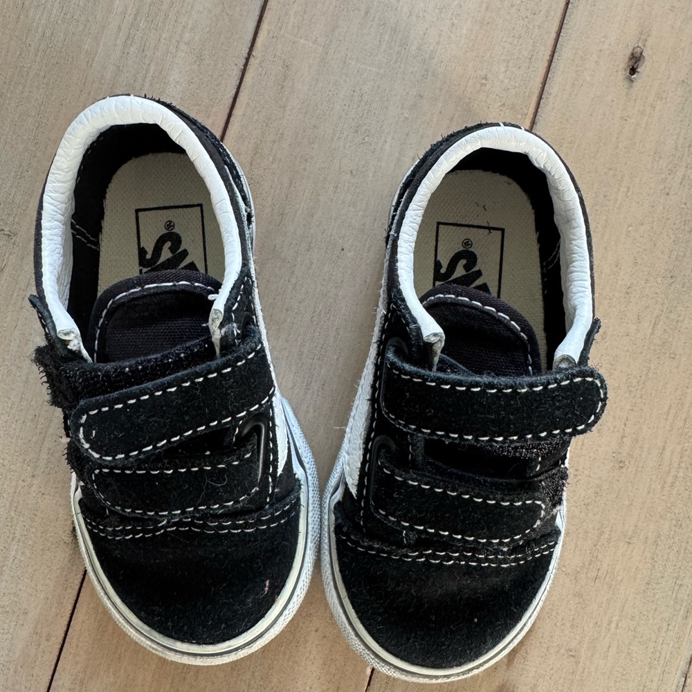 Gently worn black and white vans